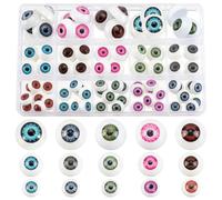 PH PandaHall 80PCS Halloween Eyeballs, 15 Styles Half Round Realistic Eyes Hollow Eyeballs Horror Props Costume Eyes for Party Decor Art Sculptures Props Puppets Jewellery Making, 12-20mm