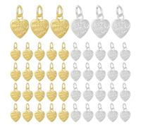 PH PandaHall 80pcs Made with Love Tag Charms Alloy Love Heart Charm Pendants Gold Silver Charms Handmade Tags for Jewellery Making Bracelet Necklace Earring DIY Crafts Making