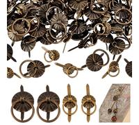 PH PandaHall 80pcs Metal Clasps with Pull Rings Mini Pull Rings Jewelry Drawer Pull Ring Handles for Journal Paperback Album Scrapbook Jewelry Box Antique Bronze