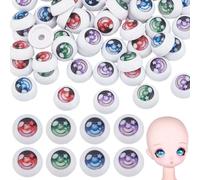 PH PandaHall 80pcs Realistic Eyes 10mm Half Round Eyeballs 4 Colors Acrylic Craft Eyes Small Human Hollow Eyeball for DIY Crafts Stuffed Animal Amigurumi Party Decor Sculptures