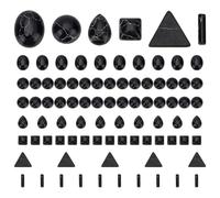 PH PandaHall 80pcs Stone Cabochons 6 Styles Synthetic Turquoise Cabochons Black Texture Gemstone Tiles Square Teardrop Oval Beads Flat Round Cabochon Tiles for Necklace Earring Cameo Jewelry Making