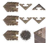 PH PandaHall 80pcs Vintage Corner Protectors Decorative Metal Edge Covers Iron Triangle Furniture Protectors Metal Brackets with Screws for Wood Box Jewellery Table Home Decor, Antique Bronze