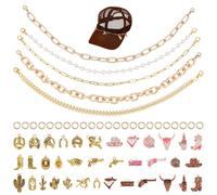 PH PandaHall 81pcs Trucker Hat Chain Making Kit, 5pcs Metal Chains Detachable DIY Chains Western Cowgirl Pendants Cowboy Charms Hat Charms for Women Man Mesh Baseball Cap DIY Mesh Hat Bill Decoration