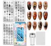PH PandaHall 84 Patterns Sacred Heart Nail Stamping Plates 3PCS Valentine's Day Templates Retro Eye Nail Image Template Stainless Steel Art Stencils with Tools for DIY Print Manicures Salon Design