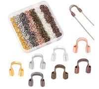PH PandaHall 840Pcs 7 Color Brass Wire Guardians U Shape Wire Cable Protector Loops for Earring Bracelet Necklace Pendant DIY Jewellery Making