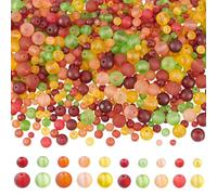 PH PandaHall 850pcs Frosted Glass Beads, 5 Color Autumn Round Beads Fall Themed Glass Beads Matte Bead for Crafts Friendship Bracelets Necklaces DIY Crafts Jewellery Making Earring 4/6/8/10mm