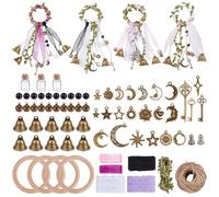PH PandaHall 86pcs Witch Bells DIY Kit for Door Knob Hanging Witchcraft Decor Wind Chimes Wreath Protection Witches Bell Ornament Key Moon Star Charms for Home Wall Garden Bedroom Craft Supplies