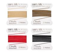 PH PandaHall 8m 4 Colours Silk Bead Cord Silk Thread Beading Cord 0.6mm Knotting Cord Stringing Thread Silk Thread for Jewellery Making Necklaces Bracelets Pearls Gemstones Crystals DIY Crafts