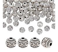 PH PandaHall 8mm Tibetan Style Spacer Beads 60pcs Round Antique Silver Beads Carved Loose Bead Spacers Metal Craft Bead for Bracelets Necklace Earring Jewellery Making DIY Crafts
