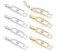 PH PandaHall 8pcs Bracelet Extender Clasps Cubic Zirconia Necklace Extender, 33mm Silver Gold Fold Over Extension Clasps Watch Band Clasps for Women Jewellery Making Repair DIY Crafts