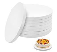 PH PandaHall 8pcs Cake Drums 7.8 inch White Cake Boards Round Cakes Display Base with 1/2 Inch Thick Smooth Edges for Multi Tiered Wedding Birthday Party Cakes Desserts Bread