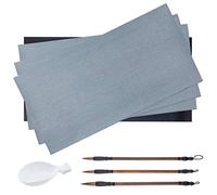 PH PandaHall 8pcs Chinese Calligraphy Water Writing Magic Paper Set, Chinese Traditional Calligraphy Brushes Pen Sumi Painting Drawing Brushes with Ink Tray Containers for Writing Practicing