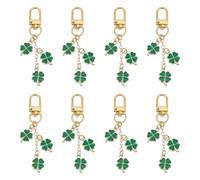 PH PandaHall 8pcs Four Leaf Clover Keychains, Shamrock Key Chain Green Plants Keyring Lucky Charms with Swivel Clasp for Handbag Purse Car Keys Phone Gift Decoration, 8cm