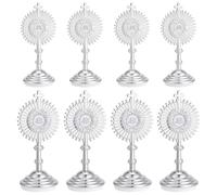 PH PandaHall 8pcs Standing Crucifix, 2.4 inch & 3 inch Mini Cross with Base Crucifix Stand Metal Blessed Sacrament Statue Table First Communion Cake Toppers for Home Altar Chapel Prayer Tabletop