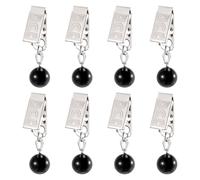 PH PandaHall 8PCS Table Cloth Weights Black Onyx Bead Heavy Duty Clip Weights Ball Shape Marble Curtain Cover Hangers Table Cloth Stone Pendant with Metal Clips for Outdoor Picnic Tables Curtains