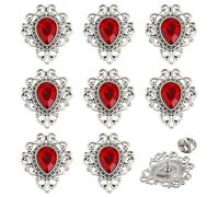 PH PandaHall 8pcs Water Drop Brooch Pins Teardrop Lapel Pins Red Crystal Brooches Vintage Style Pins Tear Drop Brooch for Women Clothing Dress Party Dance Wedding Banquet Jewelry Accessories, Metal