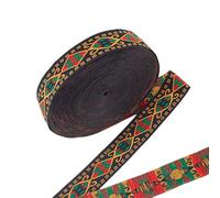 PH PandaHall 9.1 m Vintage Jacquard Ribbon 1.8 cm Ethnic Embroidered Ribbon Colorful Single Face Geometric Woven Trim for DIY Sewing Clothing Decoration Craft Rhombus Pattern