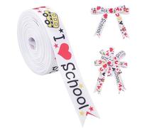 PH PandaHall 9.14m Back to School Ribbon, 22mm Wide Aphabet Letter Schools Craft Ribbon Gift Wrap Ribbons Welcome Back Grosgrain Ribbons for DIY Bow Wreath Decor First Day of School Party Teacher