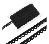 PH PandaHall 9.1m Cotton Lace Trim with Elastic Button Loop, 20mm Wide Black Sewing Trim Gimp Braid Fringe Trims for DIY Cloth Dress Sewing Accessories Costume Corsets Upholstery Crafts Home Decor