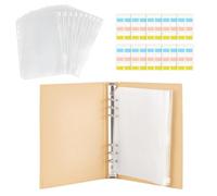 PH PandaHall 9.1x6.7'' Knitting Needles Holder Case Set Rectangle Knitting Needles Storage 1pc Retro Kraft Cover 24pcs Binder Pockets and 60pcs Label Paper Stickers for Collecting Sorting