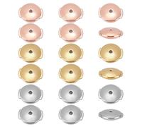 PH PandaHall 9 Pairs 18K Gold Plated Earring Backs for Studs, 3 Colors Flat Round Ear Backs Secure Locking Earring Backs Brass Earring Backs Replacements with Silicone Inside for Stud Earrings Women