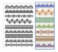 PH PandaHall 9 Pattern Lace Frame Clear Stamp, Flower Lace Silicone Stamp Frame Border Transparent Rubber Stamp Seal Paper Stamp for Card Making, Photo Albums, Holiday Card, Scrapbooking,21x14.8cm