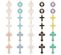 PH PandaHall 90 Pieces Enamel Cross Pendant, 15 Styles Colorful Crucifix Easter Holiday Hollow Charms Jesus Pendants for Jewellery Making Charms DIY Earrings Bracelets Craft Supplies