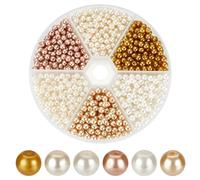 PH PandaHall 900pcs 4mm Glass Pearls 6 Colors Imitation Pearl Beads Round Glass Beads White Golden Craft Beads Loose Spacer Beads for Bracelet Necklaces Jewellery Making Wedding Party Home Decor