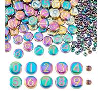 PH PandaHall 90pcs 10x4mm Number Beads 140pcs 4mm 6/0 Seed Beads Rainbow Color Glass Bead Metallic Flat Round Loose Spacer Bead for Crafts Bracelets Necklaces Earrings DIY Jewelry Making