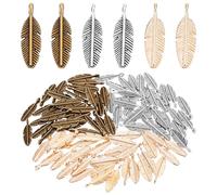 PH PandaHall 90pcs 3 Colours Feather Charms, 20x6mm Feather Pendants Cute Vintage Pendants Tibetan Feather Dangle Charms Keychain Charm for DIY Earring Necklace Bookmark Jewellery Making
