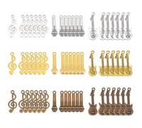 PH PandaHall 90pcs Music Charms 3 Colors 3 Styles Instrument Music Note Charms Microphone Pendants Guitar Pendants Alloy Musical Elements for Earring Necklace Jewellery Making DIY Crafts 1~1.2"
