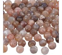 PH PandaHall 90ppcs 4mm Stone Beads, Natural Moonstone Beads Faceted Round Gemstone Bead Round Loose Spacer Crystal Bead for Necklaces Bracelets Earrings Chokers Bangles Crafts Making