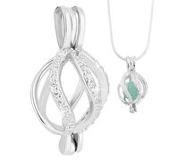 PH PandaHall 925 Sterling Silver Oval Cage Pendant, Pearl Cage Charm Cubic Zirconia Twisted Teardrop Hollow Beads Holder Openable Stone Holder Cages for DIY Craft Jewellery Making for 7~8mm Pearls