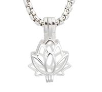 PH PandaHall 925 Sterling Silver Pearl Cage Pendant Bead Holder Gemstone Cage Charm Hollow Lotus Flower Locket Charm for 6mm Pearls Necklace Earrings Jewellery Making 0.86 Inch