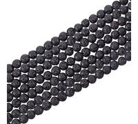 PH PandaHall 940pcs (10 Strands) 4mm Natural Black Lava Stone Beads for Jewelry Making, Oil Diffuser & Chakra Beads