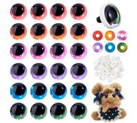 PH PandaHall 96pcs 6 Colours Moon Safety Eyes with Washers 20mm 3D Crochet Eyes Glitter Safety Eyes for Amigurumi Stuffed Animals Crochet Plush Animals Making DIY Crafts Halloween