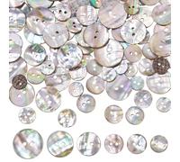 PH PandaHall 96pcs 6 Sizes Round Shell Buttons, Sewing Buttons 2-Hole Natural Shell Button 10/11/12/15/18/20mm Craft Seashell Button for Cloth Coats Suits Jacket Blazers Jeans Skirts Sewing Crafting
