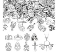 PH PandaHall 96pcs 8 Styles Bible Theme Charms Pendants, Armor Alloy Pendant Tibetan Shield Knife Armor Helmet Shoe Charm Warrior Charm for DIY Craft Jewellery Making Bracelets Necklace Supplies