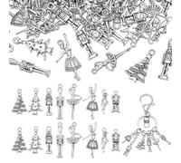 PH PandaHall 96pcs 8 Styles Nutcracker Ballet Charms, Ballet Dancer Charms Pendant Antique Silver Toe Shoe Xmas Tree Clock Jewelry Accessories for DIY Crafts Brecelets Necklace Keychain Jewelry Making