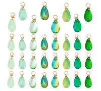 PH PandaHall 96pcs Green Teardrop Charms 8 Colours Transparent Glass Crystal Pendants, 18mm Crystal Dangle Charms Wire Wrapped Water Drop Charm for Necklace Bracelet Earring Jewellery Making