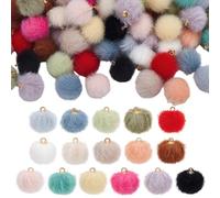 PH PandaHall 96PCS Pom Poms Charm, 16 Colors Pompoms Charm Fabric Fur Metallic Pompoms Pendants DIY Ball Charms with Iron Loops for Dangle Tassel Earrings Charm Pendant Jewellery Making