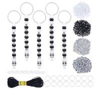 PH PandaHall 990 DIY Football Keychain Making Kit, Acylic Soccer Beads White Black Barrel Beads Alphabet Letter Bead with Key Rings Threads Cords for DIY Sports Soccer Party Favors Team Gifts