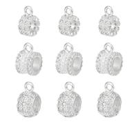 PH PandaHall 9pcs 3 Styles Brass Bail Tube Spacer Bead Hanger Silver Clasp Bail Beads Jewellery Connector Bails with Micro Pave Cubic Zirconia Fit Charm European Bracelet Pendant DIY Jewellery Making