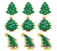 PH PandaHall 9Pcs Christmas Iron on Patches 3 Styles Christmas Tree Patches Embroidered Patches Glitter Sew on Appliques Gold Edges Green Tree Iron On Chenille Patches for Clothes Hats Bags Crafts