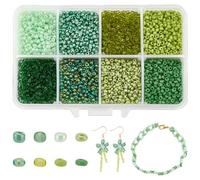 PH PandaHall About 12500pcs Glass Seed Beads, 2mm Green Waist Beads Round Beads Small Craft Beads Loose Spacer Beads for DIY Chain Crafts Eyeglasses Jewellery Bracelet Necklace Making, Hole: 1mm