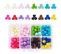 PH PandaHall About 160pcs 16 Colors Rose Flowers Beads Buttons Flat Base Resin Flower Jewellery Beads Embellishments Flower Flatback Cabochons for DIY Crafts, Scrapbooking, Jewellery Making