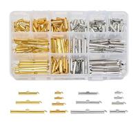 PH PandaHall About 240pcs 7 Size Slide On End Clasp Platinum & Golden Tubes Slider End Caps Crimp End Tube for Multi-Strand Necklace Bracelet Jewellery Making