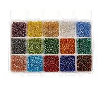 PH PandaHall About 7500pcs 8/0 3mm Multicolor Beading Glass Seed Beads, 15 Colors Round Pony Bead Mini Spacer Czech Beads with 1mm Silver Lined Round Hole for Jewellery Making