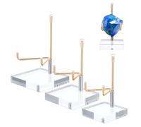PH PandaHall Acrylic Easel Display Stand 3 Sizes Adjustable Arm Display Stand Clear Acrylic Easel Crystal Display Stand Acrylic Rock Stands Holder for Gemstones Minerals Agate Display Golden