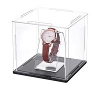 PH PandaHall Acrylic Watch Display Boxes Single Watch Holder Stand, Clear Acrylic Display Case Dustproof Protection Showcase with Black Base for Men Women Watch Display, 2.8x1.75x2 inch